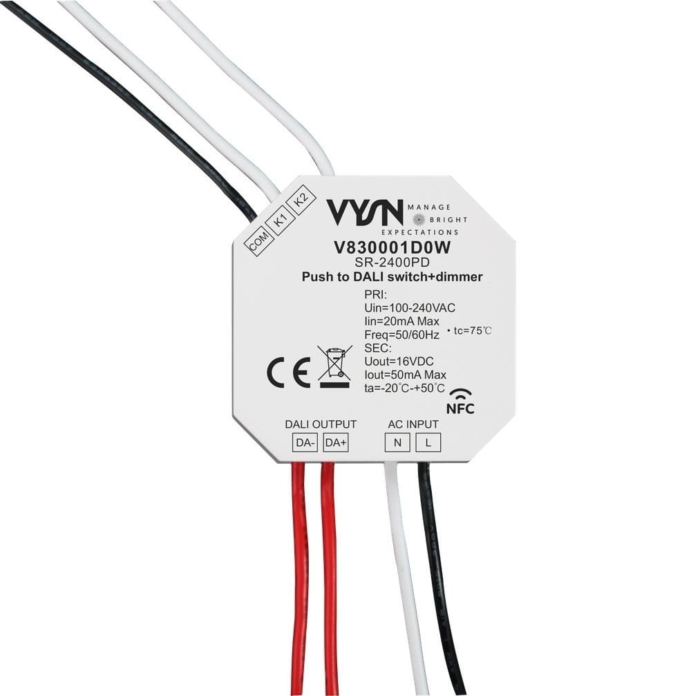 Push to DALI switch+dimmer