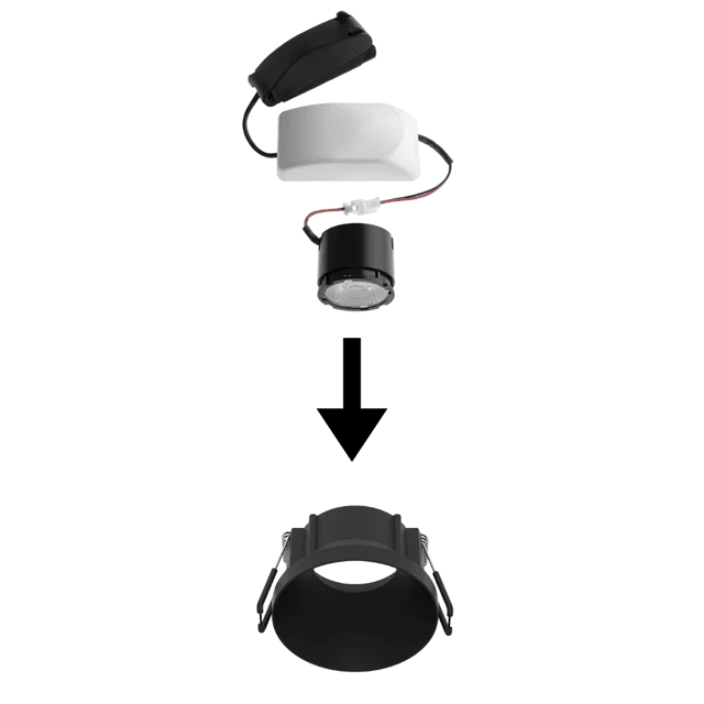 N-tri Deep round Black Set 6W 2700K